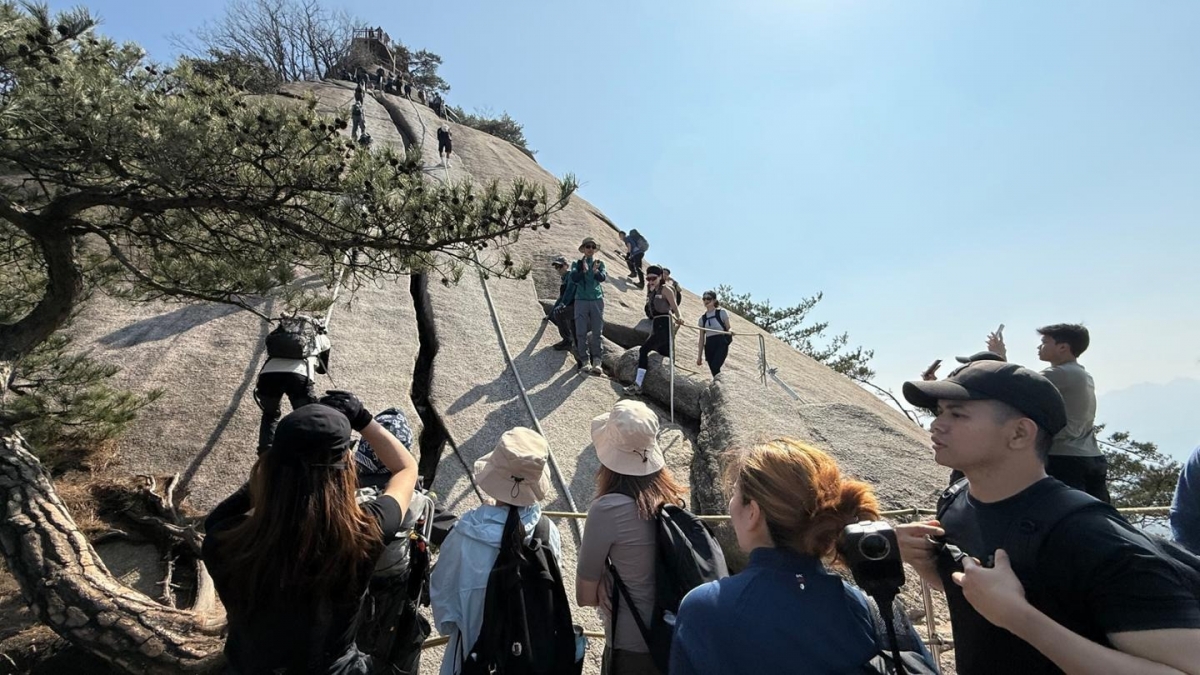 du khach nuoc ngoai do xo den cac ngon nui o seoul, han quoc hinh anh 1