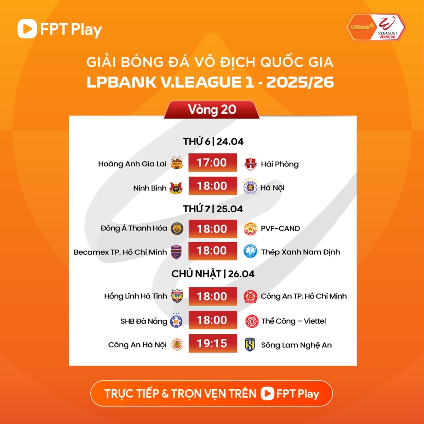 lich thi dau vong 20 v-league 2025 2026 ha noi fc va hagl gap kho hinh anh 1
