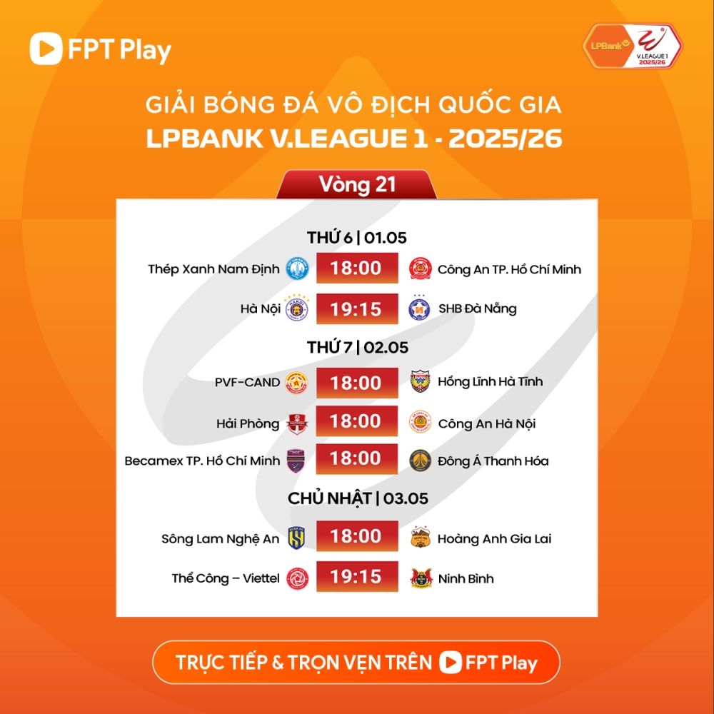 lich thi dau vong 21 v-league 2025 2026 Dai chien o lach tray hinh anh 1