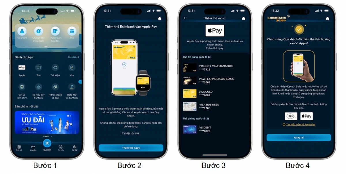 sau garmin pay va samsung pay, eximbank tich hop apple pay cho the visa hinh anh 2