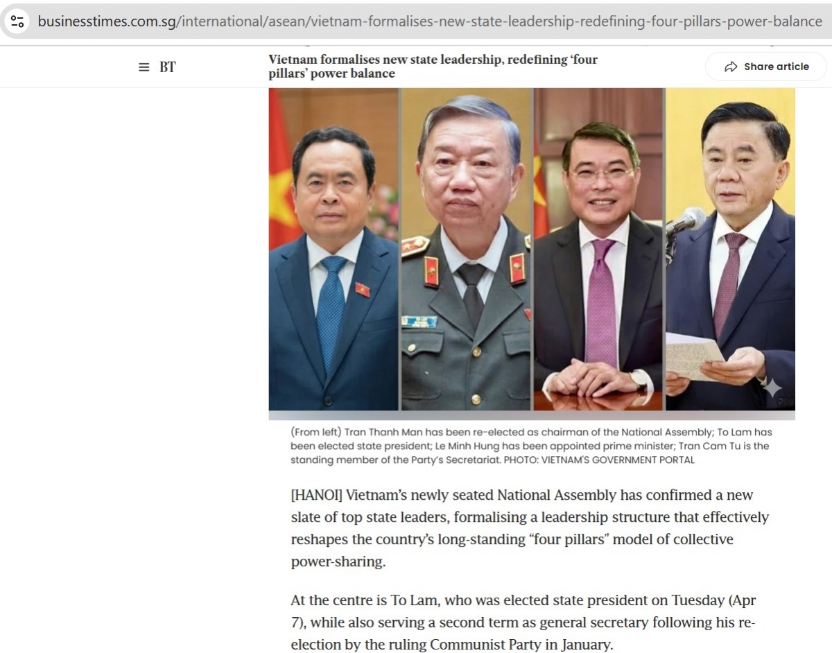 Truyền thông Đông Nam Á đánh giá cao việc Việt Nam kiện toàn lãnh đạo cấp cao