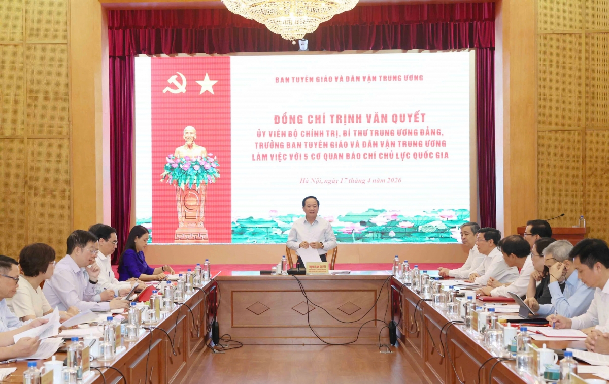 Trưởng Ban Tuyên giáo và Dân vận TW làm việc với 5 cơ quan báo chí chủ lực quốc gia