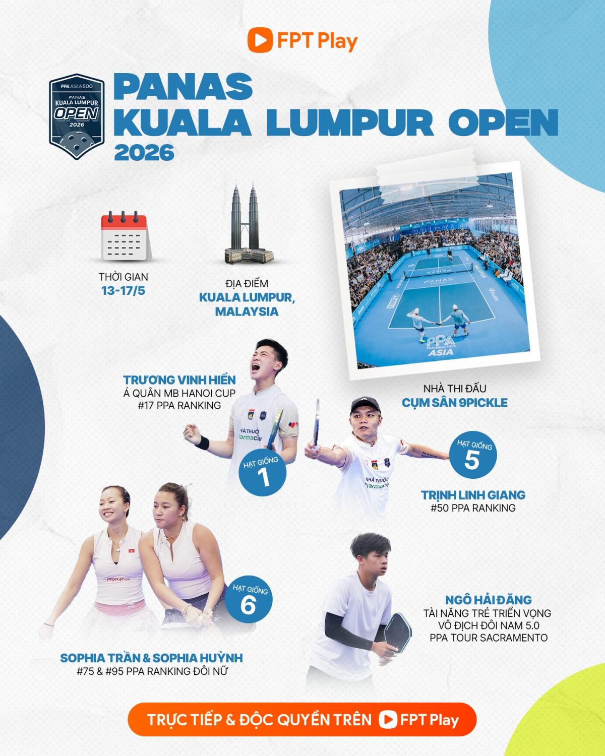 lich thi dau pickleball ppa asia kuala lumpur open 2026 hom nay 13 5 hinh anh 2