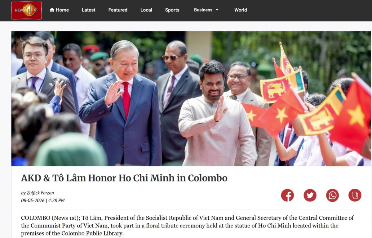 truyen thong sri lanka dua dam net ve chuyen tham cua tong bi thu, chu tich nuoc to lam hinh anh 1