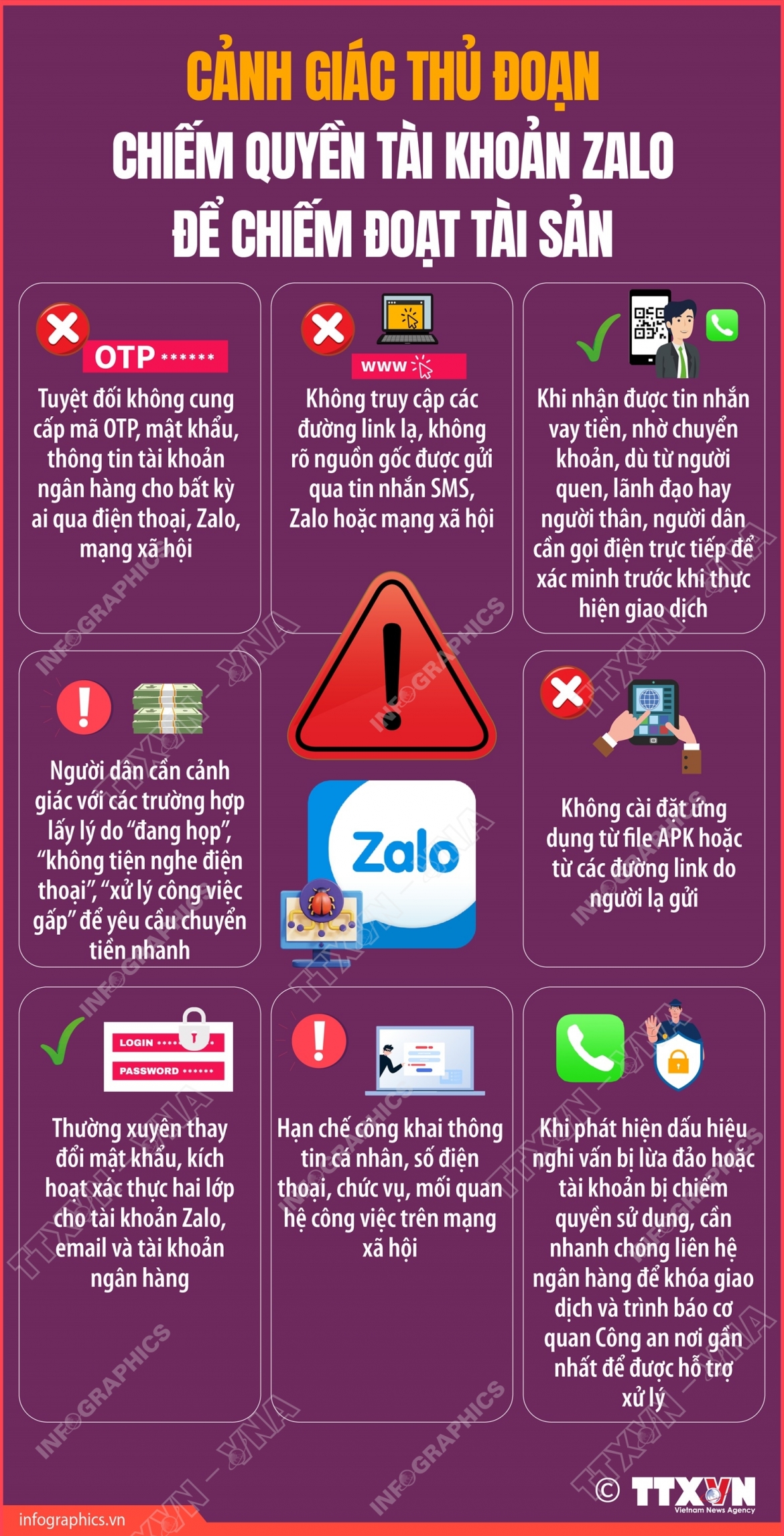 infographic canh giac thu doan chiem quyen tai khoan zalo de chiem doat tai san hinh anh 1