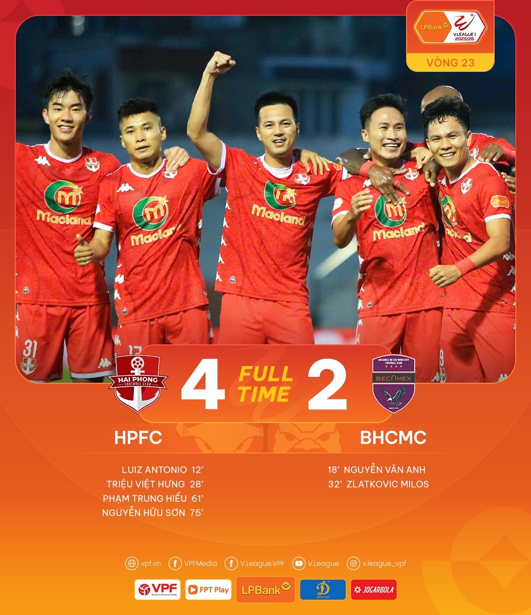 ket qua vong 23 v-league ninh binh thang nguoc slna, hai phong ha guc clb tp.hcm hinh anh 2