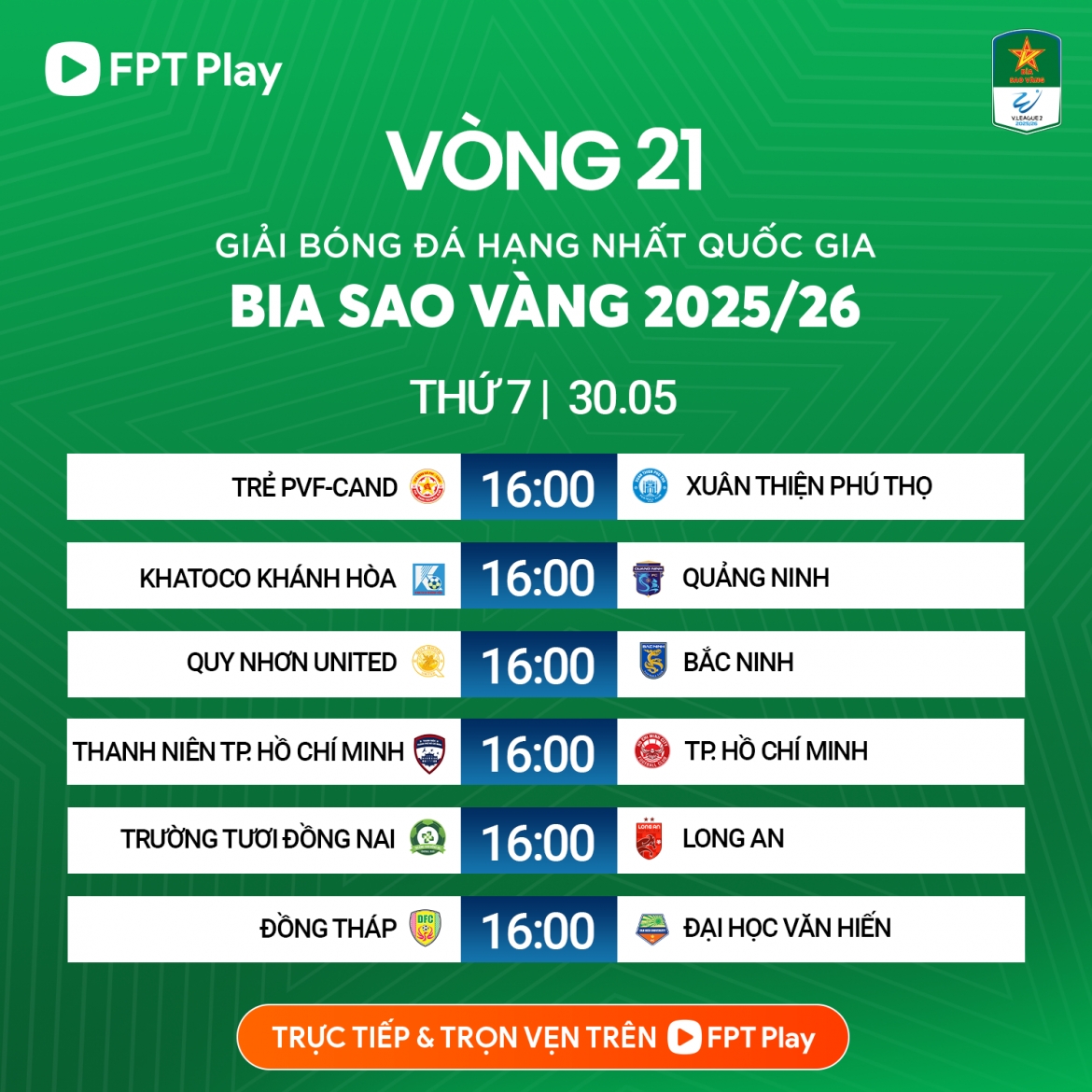 lich thi dau vong 21 giai hang nhat quoc gia 2025 2026 Dong nai vo dich hinh anh 1