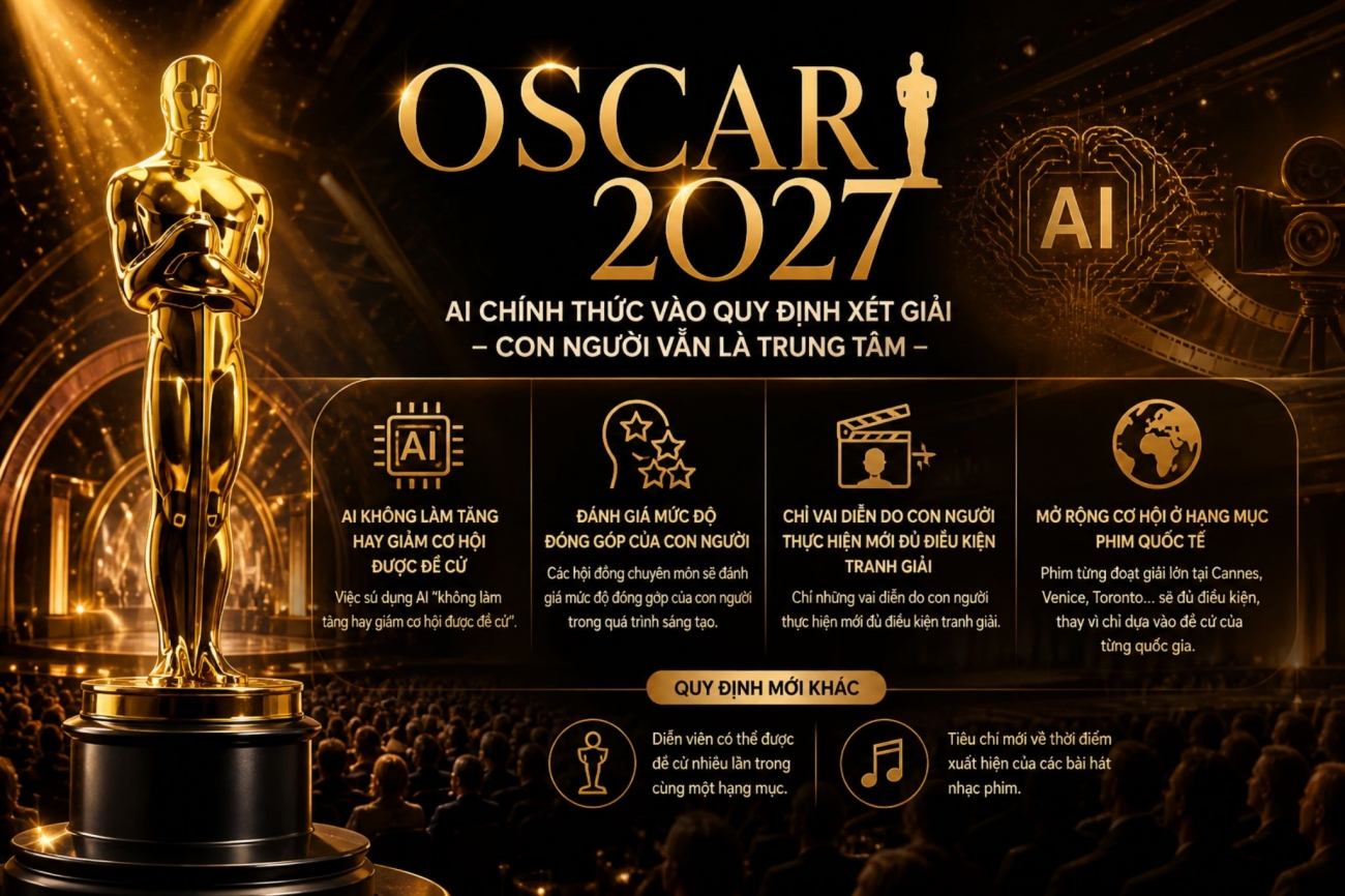Lần đầu trong lịch sử Oscar: AI được chấp nhận, nhưng con người vẫn là trung tâm