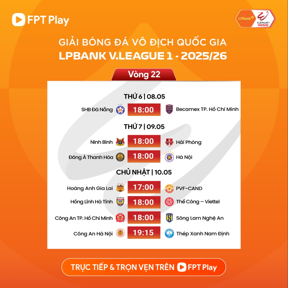 lich thi dau vong 22 v-league 2025 2026 Dai chien o hang Day chao don nha vo dich hinh anh 1