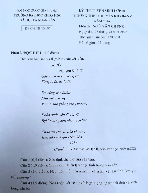 De thi ngu van vao lop 10 thpt chuyen khxh nv hoi ve niem tin trong cuoc song hinh anh 1