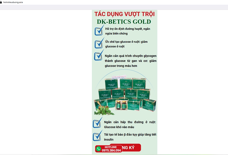 dk-betics gold thuc pham bao ve suc khoe quang cao tac dung nhu thuoc chua benh hinh anh 2