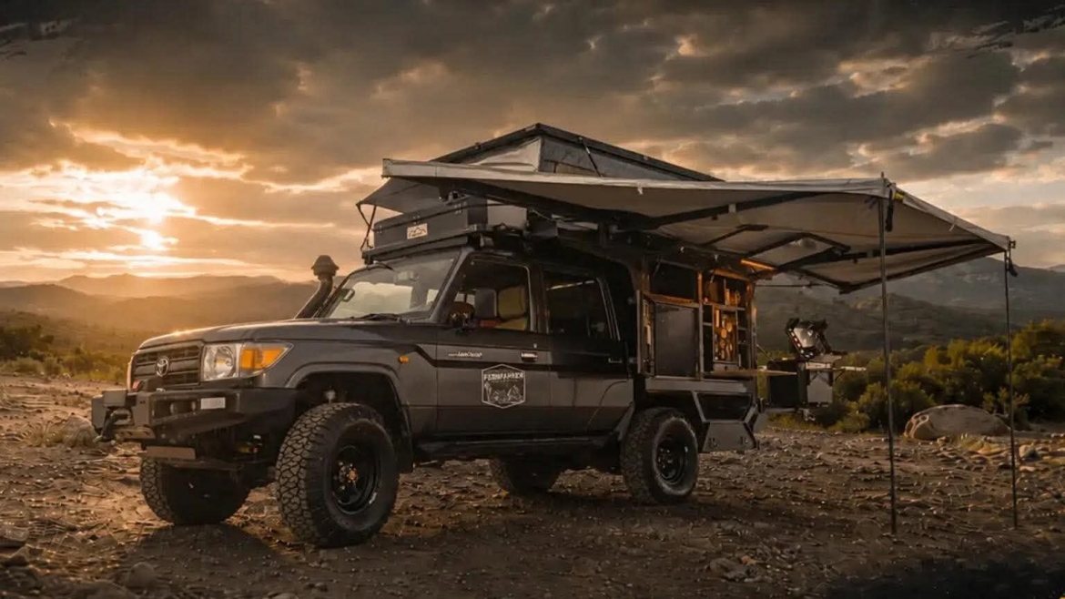 toyota land cruiser hoa nha di dong co the ngu 4 nguoi, tich hop bep va phong tam hinh anh 2