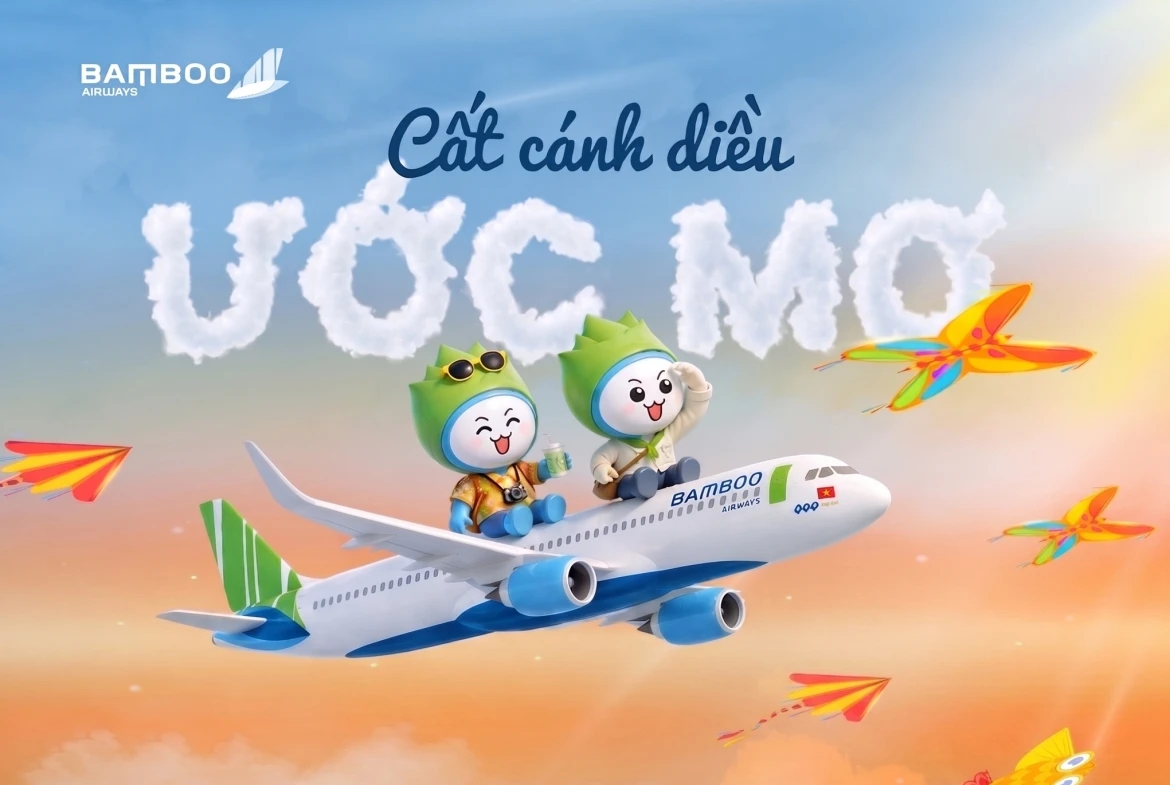 mang nu cuoi tre tho tren canh bay bamboo airways hinh anh 6