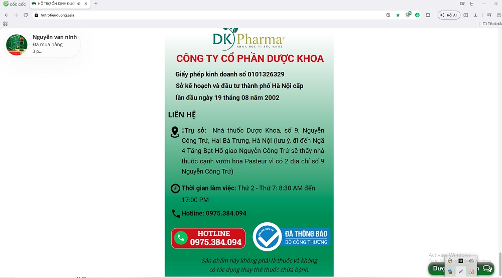 dk-betics gold thuc pham bao ve suc khoe quang cao tac dung nhu thuoc chua benh hinh anh 6