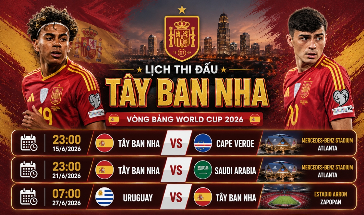 lich thi dau world cup 2026 cua tay ban nha su vuot troi cua DkvD euro hinh anh 1