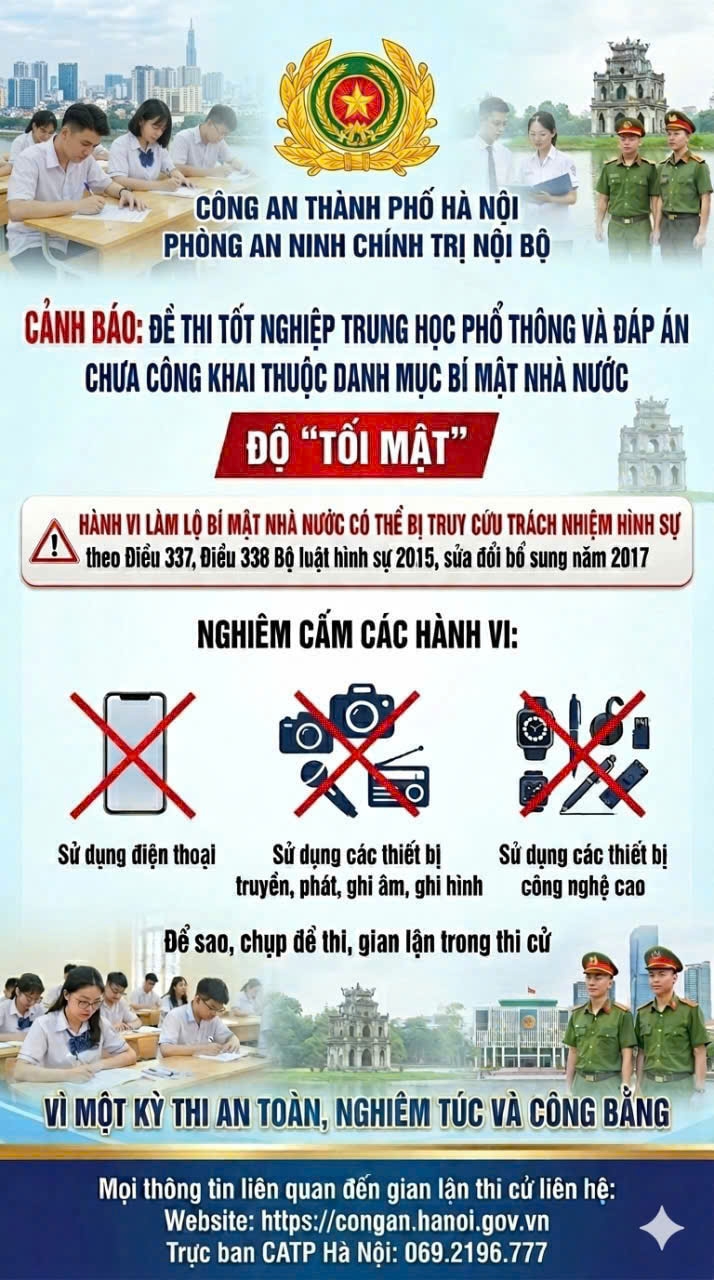 ha noi siet bao mat de thi tot nghiep thpt 2026, canh bao gian lan bang ai hinh anh 1