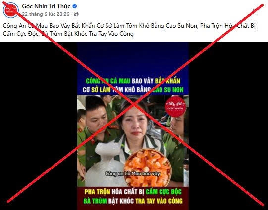 Cà Mau bác tin thất thiệt về việc sản xuất tôm khô bằng cao su non