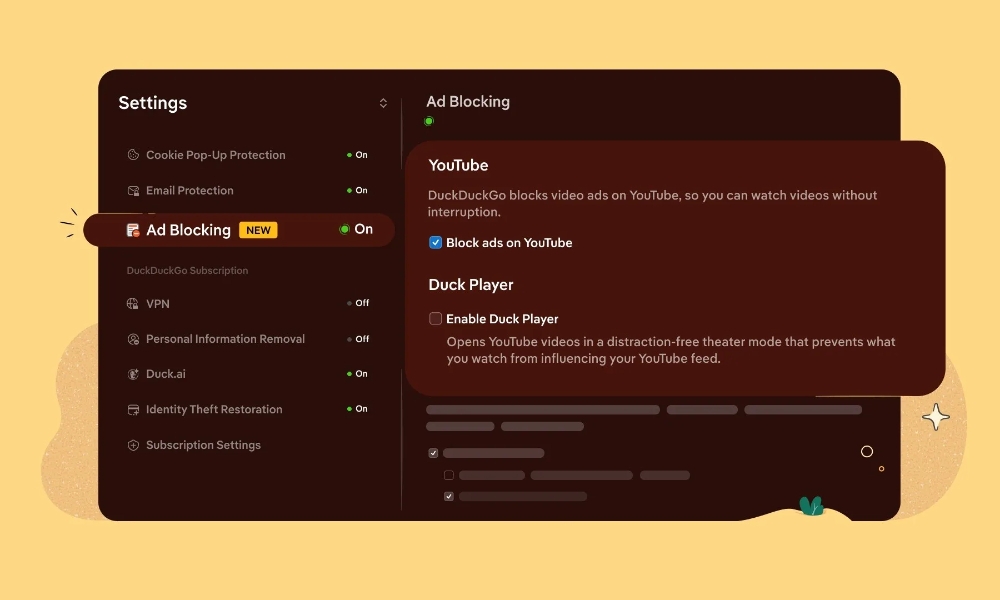 duckduckgo nang cap trinh duyet, chan hau het quang cao youtube hinh anh 2