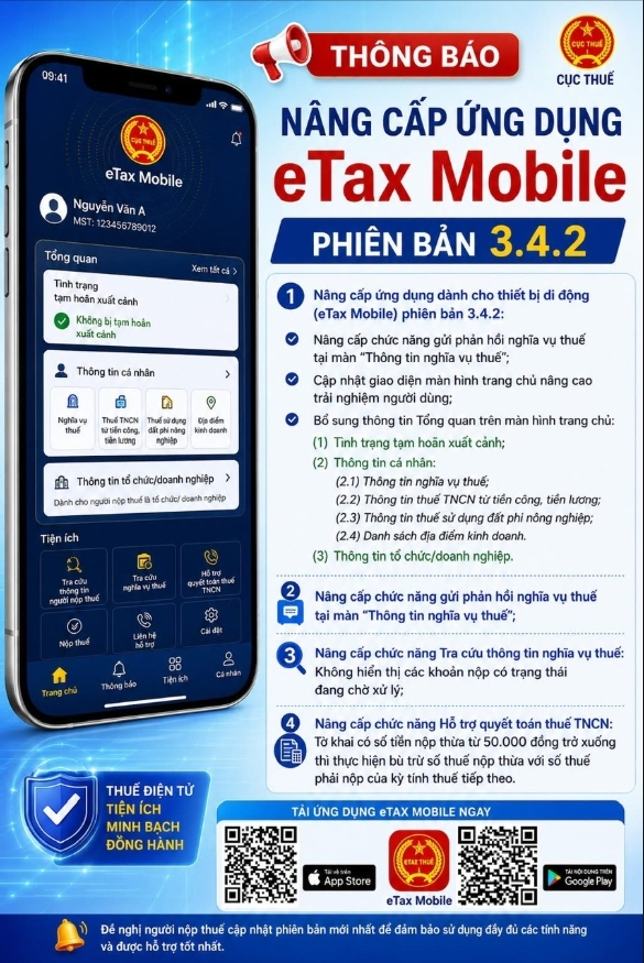 cuc thue ra mat etax mobile 3.4.2 bo sung nhieu tinh nang ho tro nguoi nop thue hinh anh 1