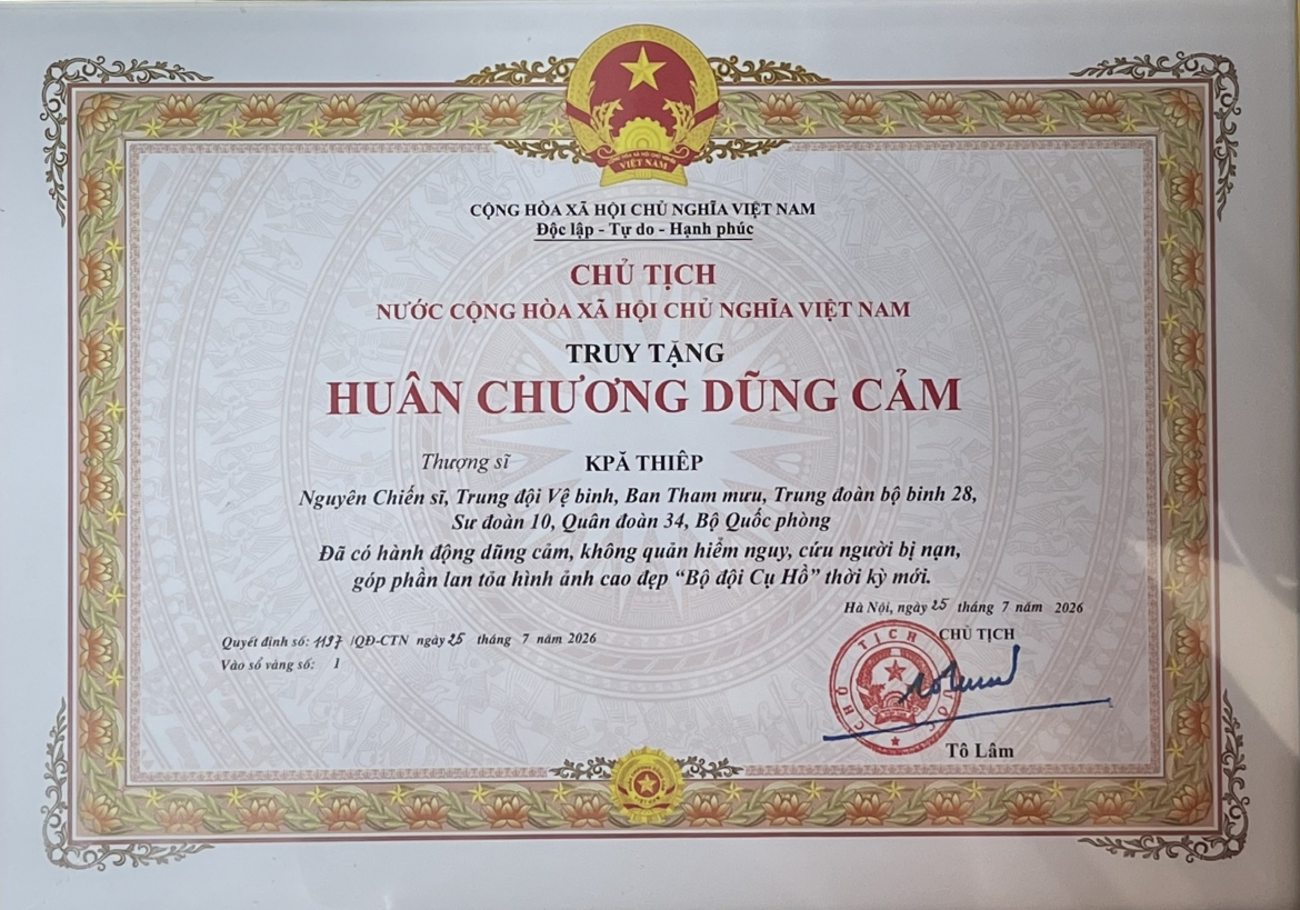 chu tich nuoc quyet dinh truy tang huan chuong dung cam cho thuong si kpa thiep hinh anh 1