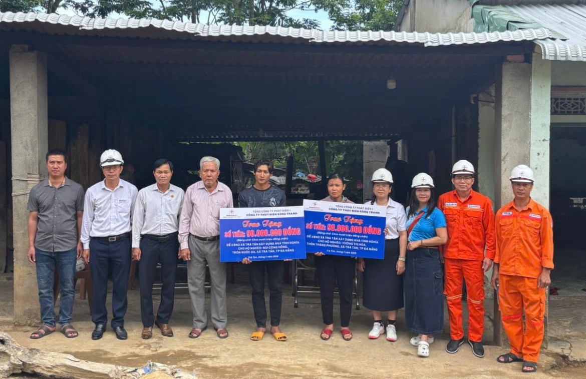 Công ty Thủy điện Sông Tranh hỗ trợ xây dựng nhà tình nghĩa cho 2 hộ nghèo