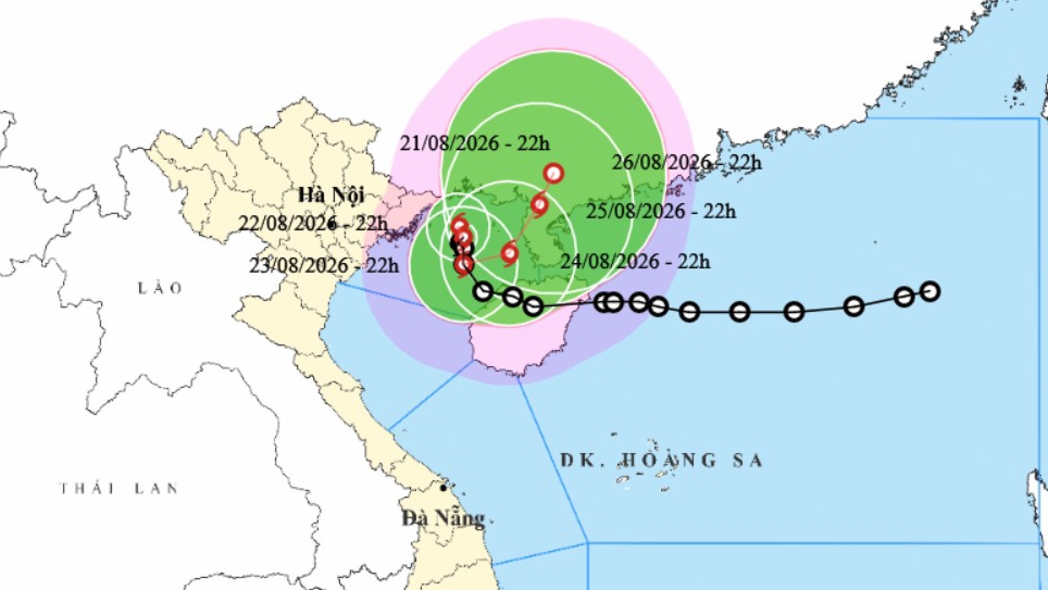 Bão số 4 có khả năng đổi hướng di chuyển theo hướng Bắc Đông Bắc