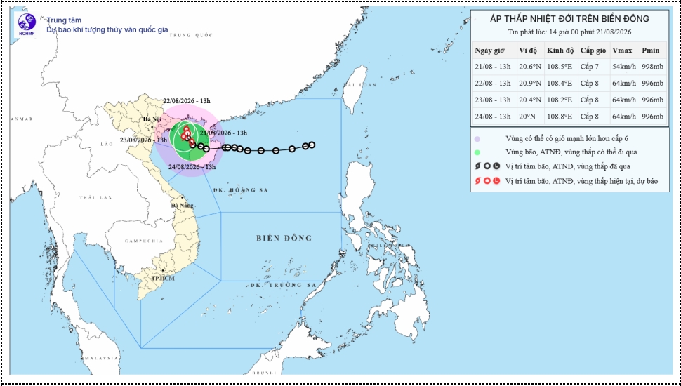 Ap thap nhiet doi cach dac khu bach long vi 110km, co kha nang manh len thanh bao hinh anh 1