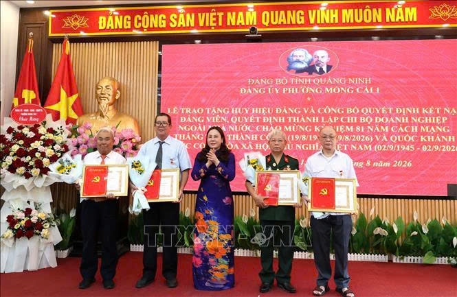 Dai tuong luong tam quang trao tang huy hieu cho dang vien 80 nam tuoi Dang hinh anh 2