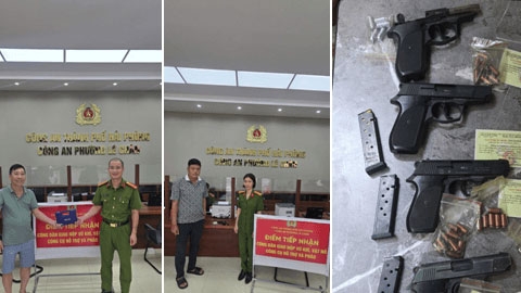 Doanh nghiệp ở Hải Phòng tự nguyện giao nộp 4 khẩu súng, 45 viên đạn