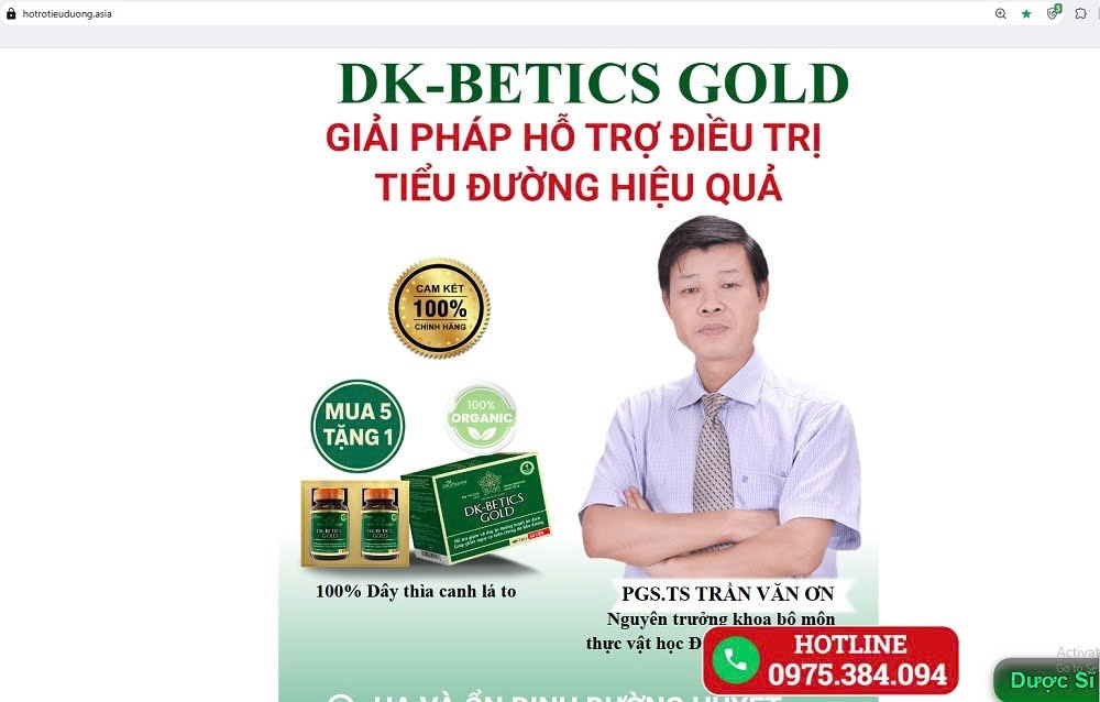 cuc an toan thuc pham phan hoi tin tren bao Dien tu vov ve san pham dk-betics gold hinh anh 1