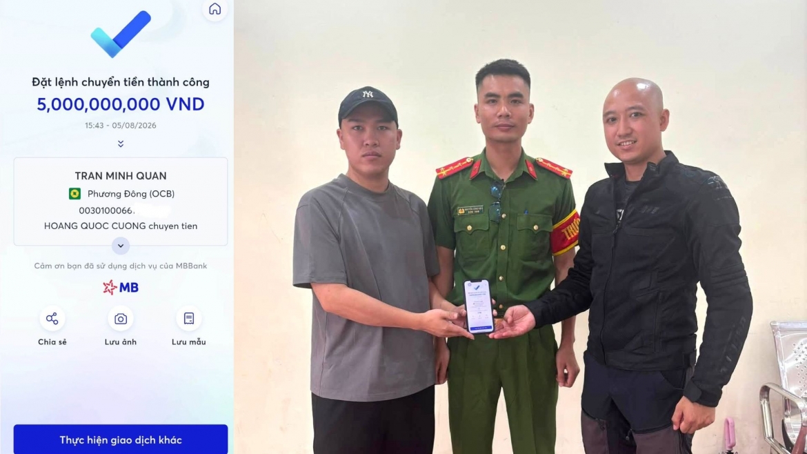 bat ngo nhan 5 ty dong chuyen nham, nam thanh nien o quang tri trinh bao cong an hinh anh 1