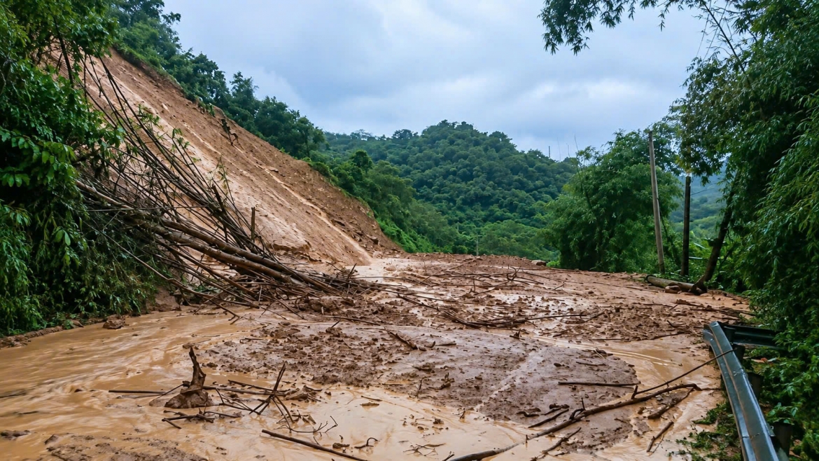 sat lo tai km130, canh bao phuong tien qua xa trung ha thanh hoa hinh anh 1