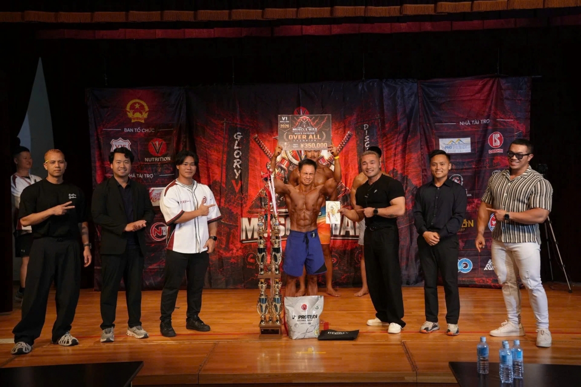hoang van nam wins overall title at v1 muscle war 2026 in japan picture 1