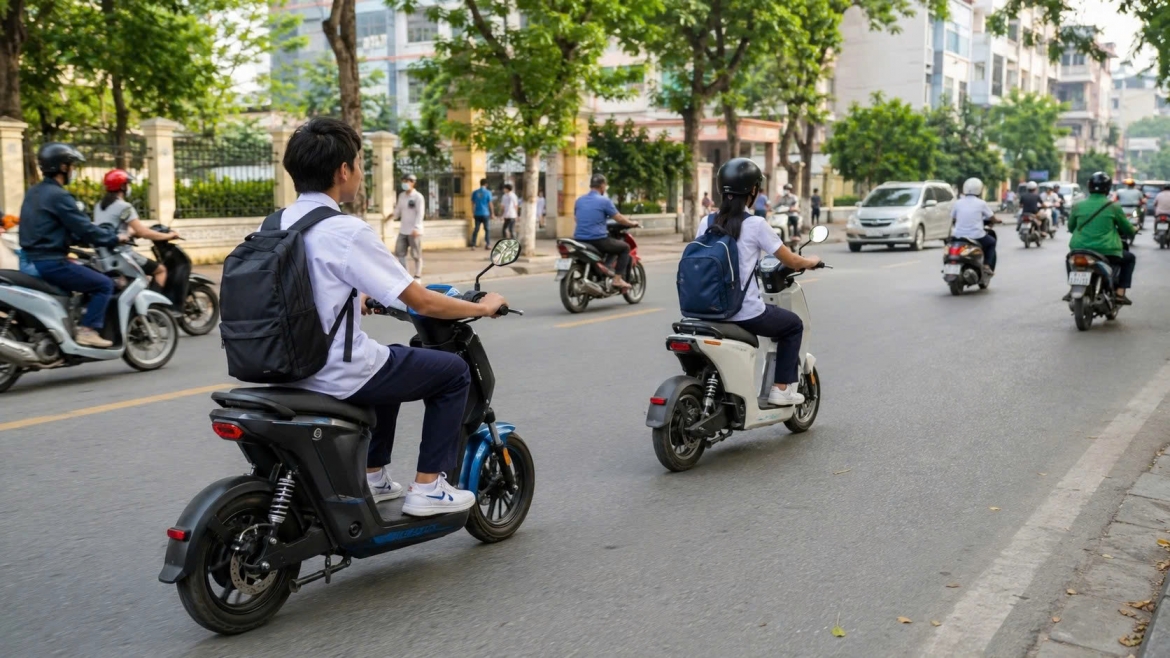 chua du tuoi, nhieu hoc sinh van vi vu xe may dien hinh anh 2