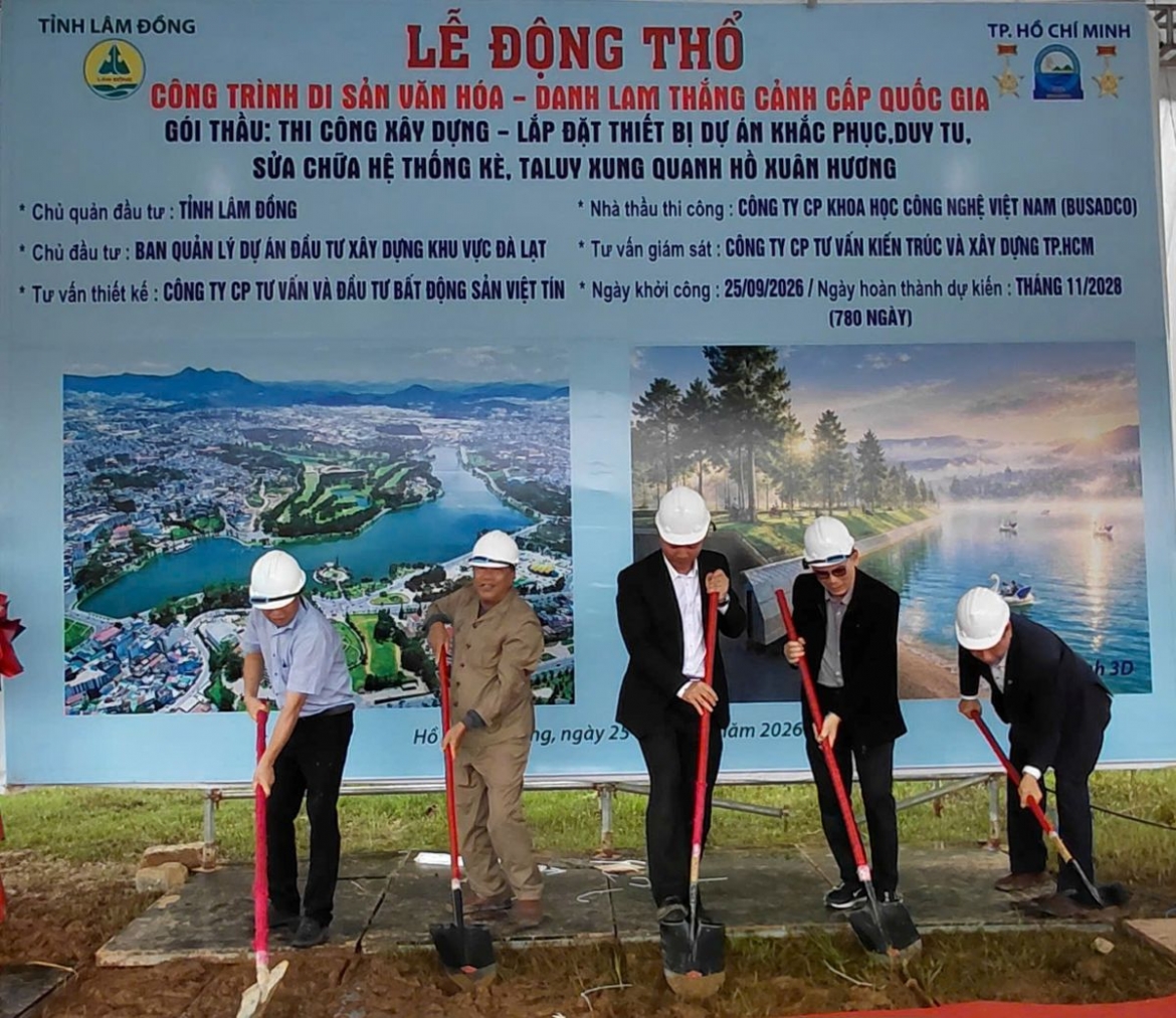 Khởi công xây dựng kè Hồ Xuân Hương tại phường Xuân Hương - Đà Lạt, Lâm Đồng