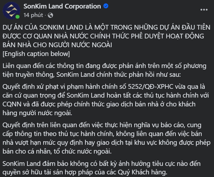 bi phat vi ban 136 can ho cho so huu nuoc ngoai, sonkim land noi chi nam o thu tuc hanh chinh hinh anh 2