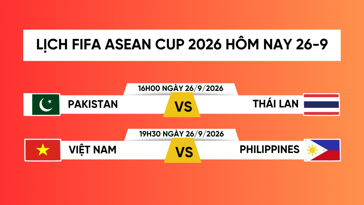 Lịch thi đấu FIFA ASEAN Cup 2026 hôm nay 26/9