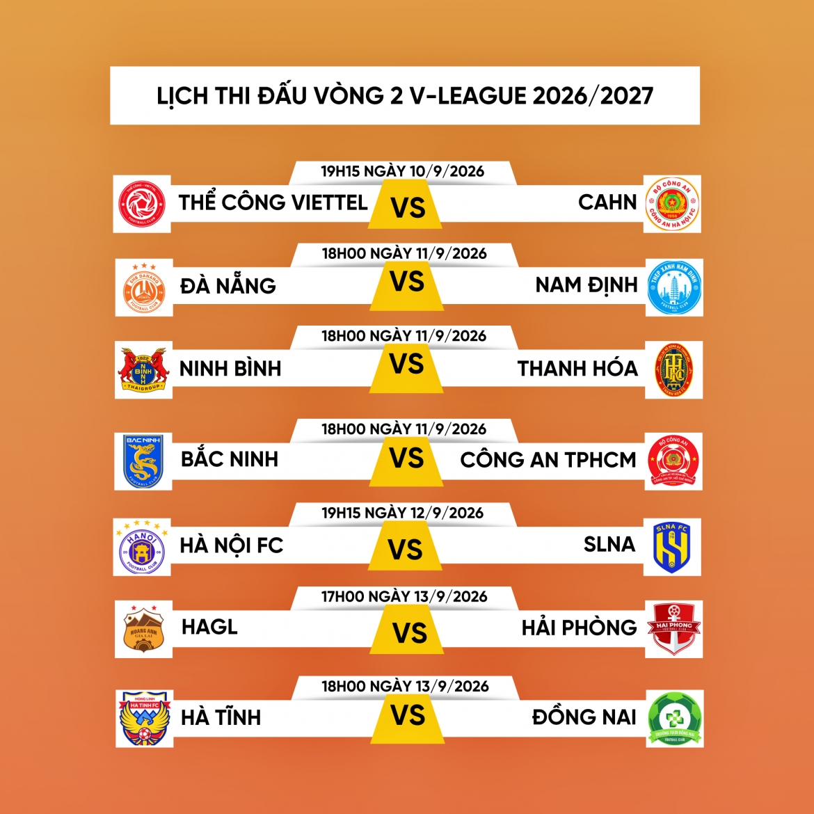 lich thi dau vong 2 v-league 2026 2027 Dai chien o hang Day hinh anh 1