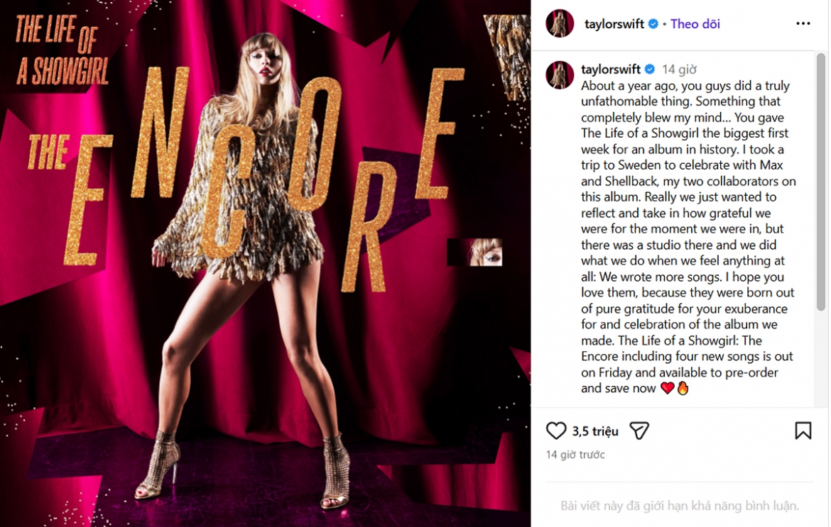  the life of a showgirl the encore mon qua tu long biet on cua taylor swift hinh anh 3