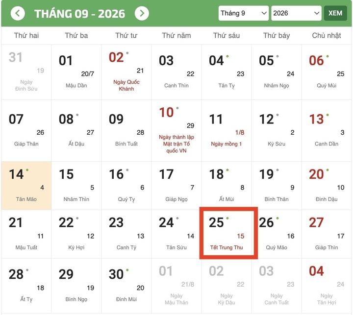 trung thu nam 2026 la ngay nao, thu may hinh anh 1