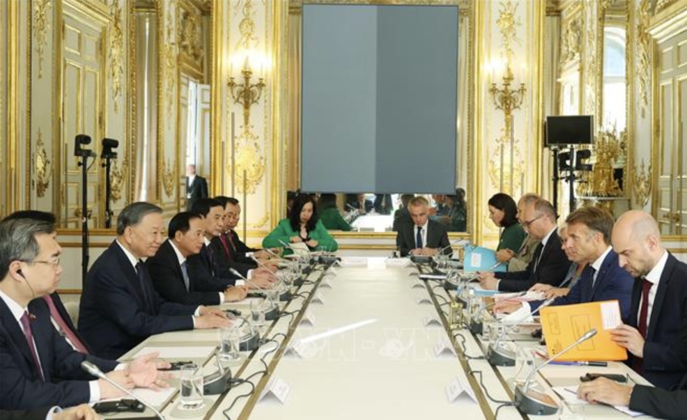 tong bi thu, chu tich nuoc to lam hoi dam voi tong thong phap emmanuel macron hinh anh 1