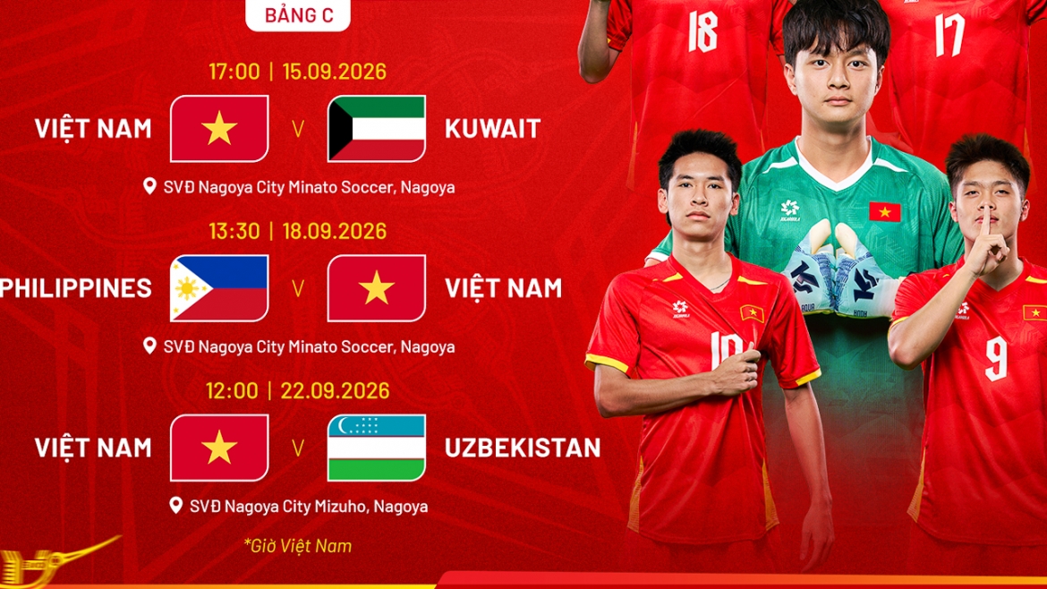 Danh sách U23 Việt Nam tham dự ASIAD 2026: Nhiều cầu thủ trẻ góp mặt