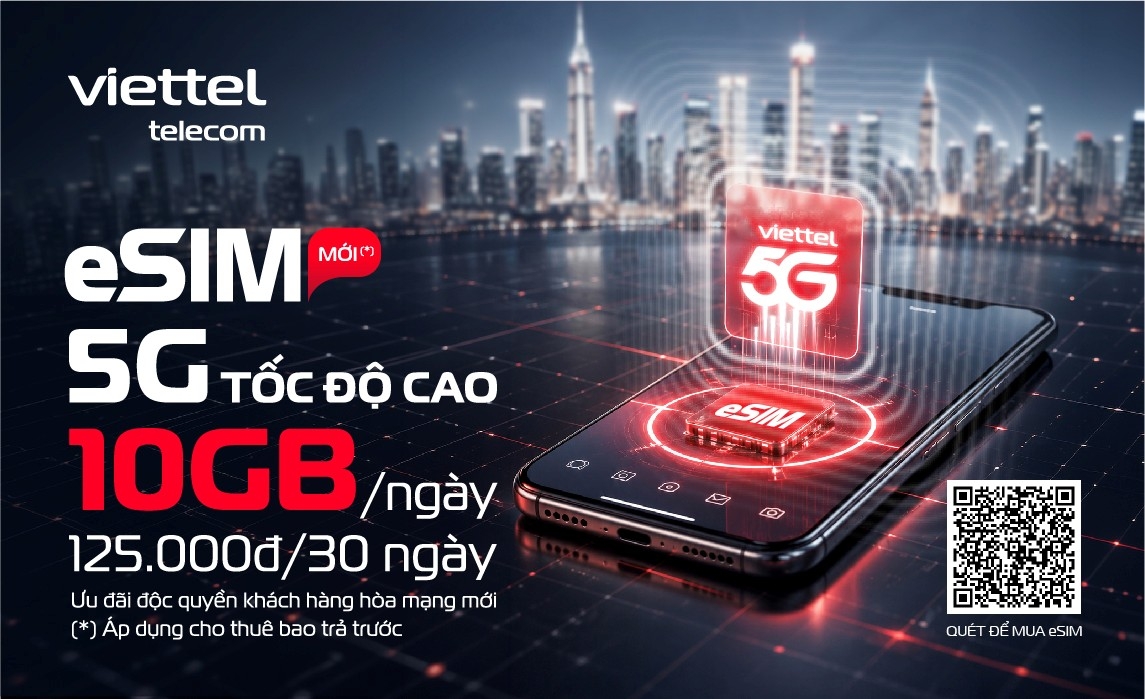 Độc quyền khi mua eSIM Viettel - Chỉ 125.000đ có 10GB/ngày