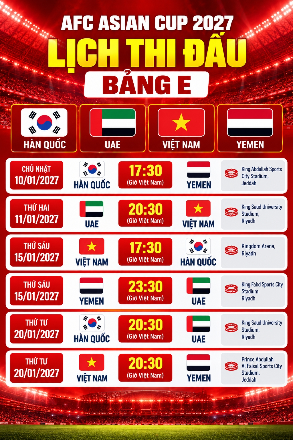 lich thi dau chinh thuc cua Dt viet nam tai asian cup 2027 hinh anh 1