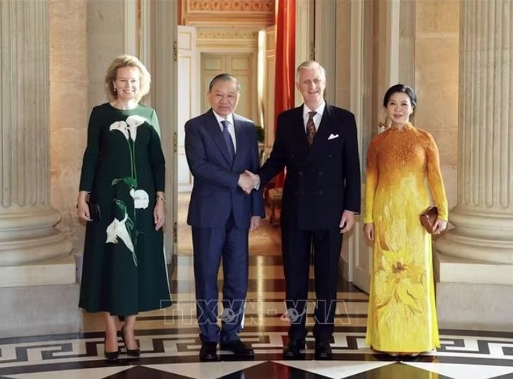 Party General Secretary and President To Lam, spouse meet King and Queen of Belgium