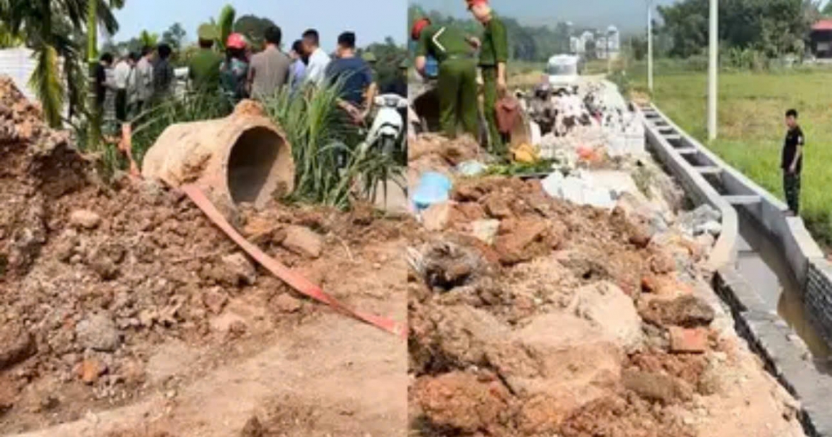 nam thanh nien tu vong duoi muong nuoc dang thi cong o lap thach, phu tho hinh anh 1