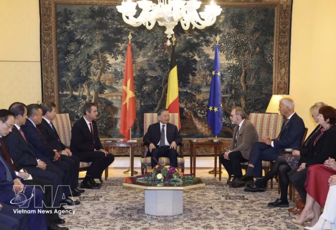 top vietnamese leader meets with belgian senate speaker, house president picture 1