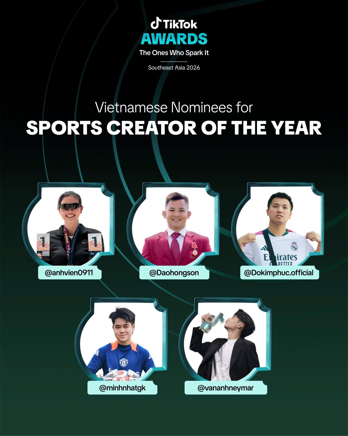 tiktok awards southeast asia 2026 anh vien, vo tan phat vie for vietnam spot picture 1