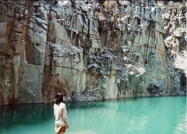 Stunning scenery of turquoise blue lake in Da Lat