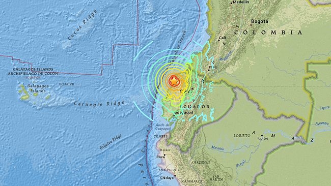 Strong 7.8 earthquake hits off coast of Ecuador